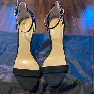 Jennifer Lopez Black Wedge Sandals